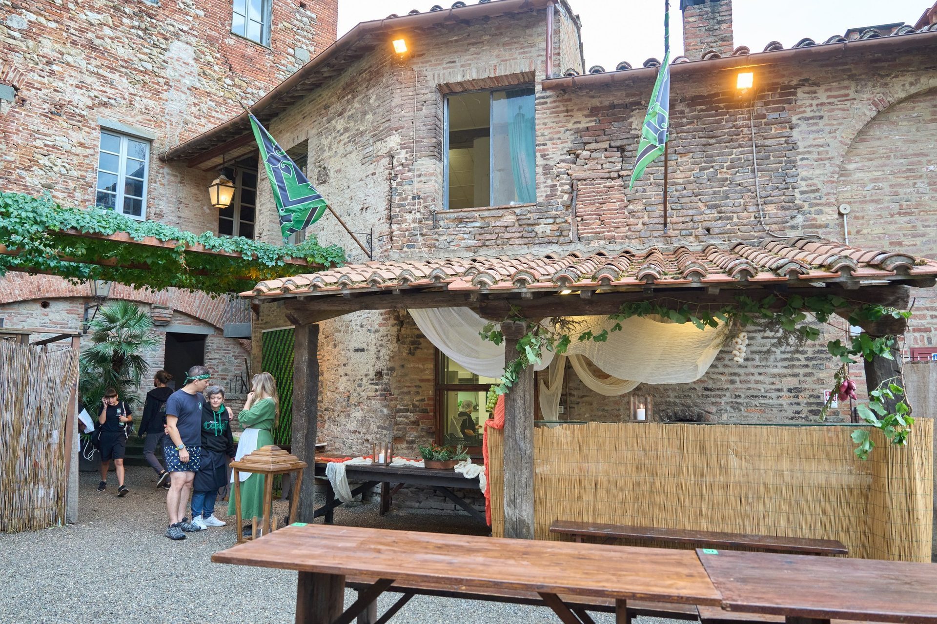 Outdoor tavern courtyard